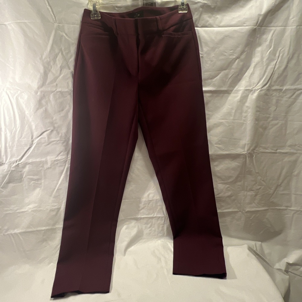 White House Black Market The Slim Ankle Pants Wine Burgundy Size 0 Skinny Leg